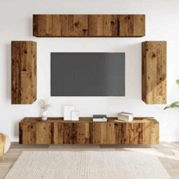 Berkfield 6 Piece Tv Cabinet Set Wall-Mounted Old Wood Engineered Wood - thumbnail 3