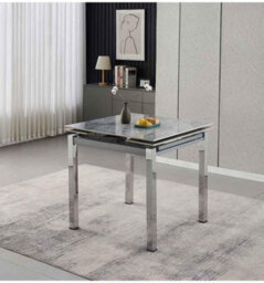 Furnizone UK Piccolo 4-Seater Ceramic Extending Dining Table And 4 Modalux Black Faux Leather Chairs - thumbnail 4