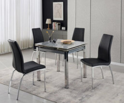 Furnizone UK Piccolo 4-Seater Ceramic Extending Dining Table And 4 Modalux Black Faux Leather Chairs - thumbnail 2
