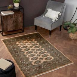 Beige Luxurious Traditional Bordered Floral Geometric Wool Handmade Rug For Living Room Bedroom & Dining Room-90Cm X 150Cm - thumbnail 2