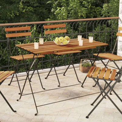 Berkfield Folding Bistro Table 100X54X71 Cm Solid Wood Acacia And Steel - image 1