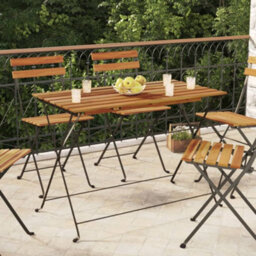 Berkfield Folding Bistro Table 100X54X71 Cm Solid Wood Acacia And Steel - thumbnail 1