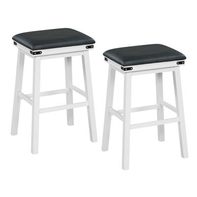 Gainoom 2Pcs 76Cm White Bar Stools Pu Leather Padded Upholstered Counter Height Chair - image 1