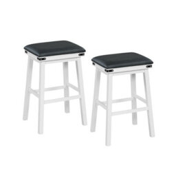 Gainoom 2Pcs 76Cm White Bar Stools Pu Leather Padded Upholstered Counter Height Chair - thumbnail 9