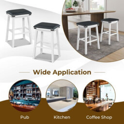 Gainoom 2Pcs 76Cm White Bar Stools Pu Leather Padded Upholstered Counter Height Chair - thumbnail 8