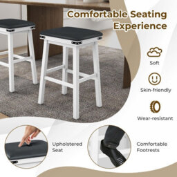 Gainoom 2Pcs 76Cm White Bar Stools Pu Leather Padded Upholstered Counter Height Chair - thumbnail 6