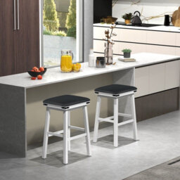Gainoom 2Pcs 76Cm White Bar Stools Pu Leather Padded Upholstered Counter Height Chair - thumbnail 4