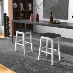 Gainoom 2Pcs 76Cm White Bar Stools Pu Leather Padded Upholstered Counter Height Chair - thumbnail 3