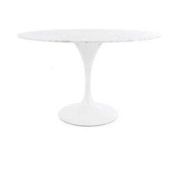 Fusion Living Tulip Set - Marble Large Circular Table And Four Chairs With Pu Cushion Navy - thumbnail 1
