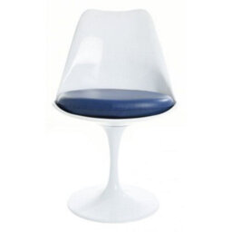 Fusion Living Tulip Set - Marble Large Circular Table And Four Chairs With Pu Cushion Navy - thumbnail 6