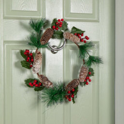 Samuel Alexander 40Cm Hanging Christmas Wreath With Red Berries And Pinecones - thumbnail 3