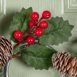 Samuel Alexander 40Cm Hanging Christmas Wreath With Red Berries And Pinecones - thumbnail 5