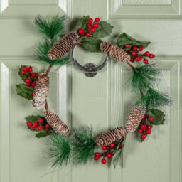 Samuel Alexander 40Cm Hanging Christmas Wreath With Red Berries And Pinecones - thumbnail 1