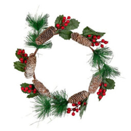 Samuel Alexander 40Cm Hanging Christmas Wreath With Red Berries And Pinecones - thumbnail 8