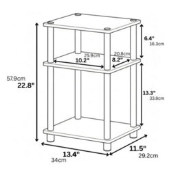 Walplus Tall 3-Tier End Table With Storage Bin, Columbia Walnut & Black - thumbnail 7