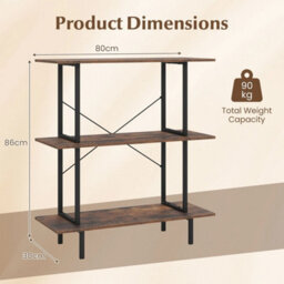 Industrial 3 Tier Open Shelf Bookcase - thumbnail 2
