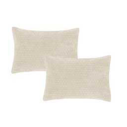 Bianca Fine Linens Attica Velvet Embroidered Pillow Sham Pair Natural - thumbnail 3