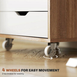 Vinsetto Mobile Filing Cabinet, 5-Drawer File Cabinet With Wheels, Oak - thumbnail 6