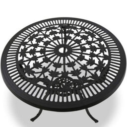 Homeology Tabreez Opulent Garden And Patio Table And 4 Large Chairs With Armrests Cast Aluminium Bistro Set - Black - thumbnail 3