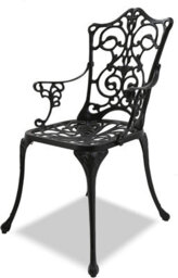 Homeology Tabreez Opulent Garden And Patio Table And 4 Large Chairs With Armrests Cast Aluminium Bistro Set - Black - thumbnail 5