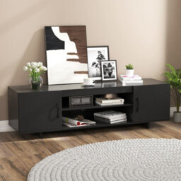 Costway 152 Cm Entertain Center Tv Stand For Tvs Up To 70 Inches-Black - thumbnail 4