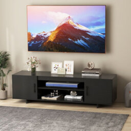 Costway 152 Cm Entertain Center Tv Stand For Tvs Up To 70 Inches-Black - thumbnail 6