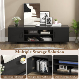 Costway 152 Cm Entertain Center Tv Stand For Tvs Up To 70 Inches-Black - thumbnail 8