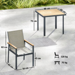 Outsunny 5 Piece Garden Dining Set, Outdoor Table And 4 Chairs, Khaki - thumbnail 3