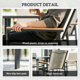 Outsunny 5 Piece Garden Dining Set, Outdoor Table And 4 Chairs, Khaki - thumbnail 7