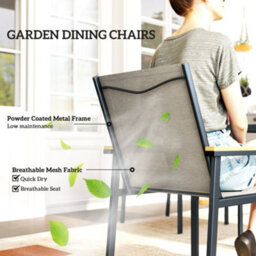Outsunny 5 Piece Garden Dining Set, Outdoor Table And 4 Chairs, Khaki - thumbnail 4