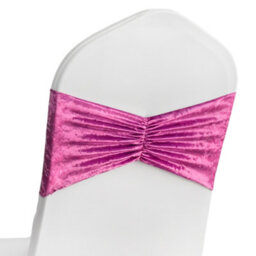 Neel Blue Pack Of 10 Velvet Chair Band Glitz Shiny Fabric Strechy Chair Band Sash, Pink - thumbnail 7