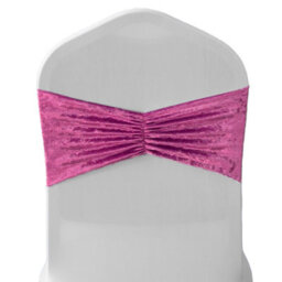 Neel Blue Pack Of 10 Velvet Chair Band Glitz Shiny Fabric Strechy Chair Band Sash, Pink - thumbnail 1