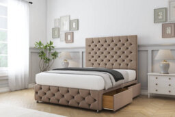 "Sloomy Watson Mink Plush Divan Bed 2 Drawers Right Side-54"" Floor Standing Headboard & 12"" Footboard 6' Super King" - thumbnail 4