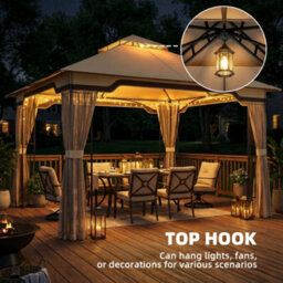 Outsunny 3.3 X 3.3 M Garden Gazebo With Shelves, Upf50+ Permanent Gazebo - thumbnail 8