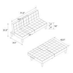 Dorel Adalynn Convertible Sofa Bed Faux Leather Black - thumbnail 5