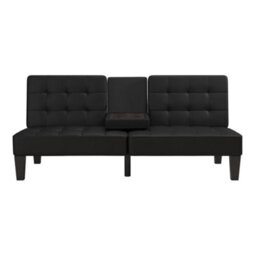 Dorel Adalynn Convertible Sofa Bed Faux Leather Black - thumbnail 4