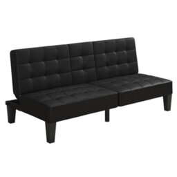 Dorel Adalynn Convertible Sofa Bed Faux Leather Black - thumbnail 1