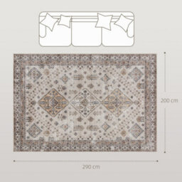 Homcom Flannel Non-Slip Washable Rug For Living Room, 290 X 200 Cm, Beige - thumbnail 3
