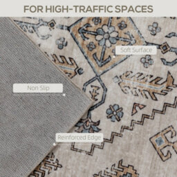 Homcom Flannel Non-Slip Washable Rug For Living Room, 290 X 200 Cm, Beige - thumbnail 4