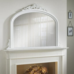 The Online Mirror Shop Overmantle Mirror Richmond Arched Shape With Antique White Frame- H 91Cm X W 122Cmx D 5Cm For Hang Anywhere Inside Of The Home