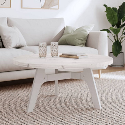 Berkfield Table Top Round White Size 90X3 Cm Solid Wood Pine - image 1