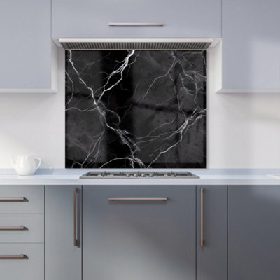 Warren Reed Designer Black Marble Pattern Premium Glass Kitchen Splashback W600mm X H650mm - image 1