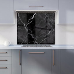 Warren Reed Designer Black Marble Pattern Premium Glass Kitchen Splashback W600mm X H650mm - thumbnail 1