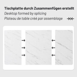 Abrihome Metal Frame Rectangular Dining Table, Modern Marble Pattern Kitchen Table With Adjustable Feet, White/black - thumbnail 4