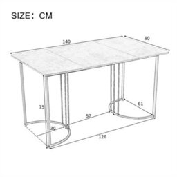 Abrihome Metal Frame Rectangular Dining Table, Modern Marble Pattern Kitchen Table With Adjustable Feet, White/black - thumbnail 9