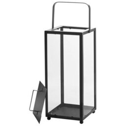 Beliani Nimbus Home Lantern, Black Powder-Coated Iron 41Cm - Square Pillar Candle Holder With Industrial Minimalist Handle - thumbnail 4