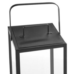 Beliani Nimbus Home Lantern, Black Powder-Coated Iron 41Cm - Square Pillar Candle Holder With Industrial Minimalist Handle - thumbnail 6