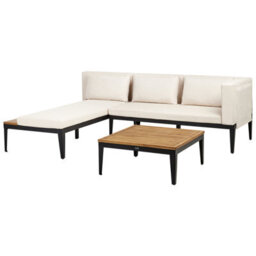 Beliani Garden Corner Sofa With Table 3 Seater Bracciano Right Hand Certified Acacia Wood Light Beige - thumbnail 4