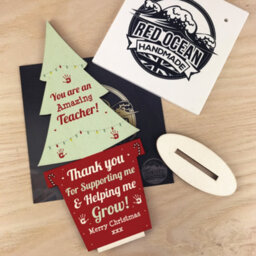 Red Ocean Christmas Gift For Amazing Teacher Wood Christmas Tree Thank You - thumbnail 6
