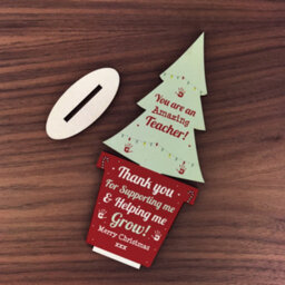 Red Ocean Christmas Gift For Amazing Teacher Wood Christmas Tree Thank You - thumbnail 2